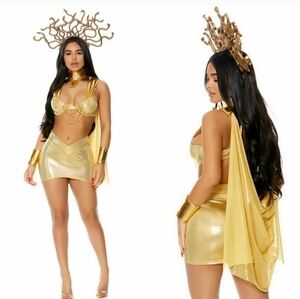 NEW Forplay Sexy Punishment is Beauty Medusa Gold Costume 3 Piece Set S/M